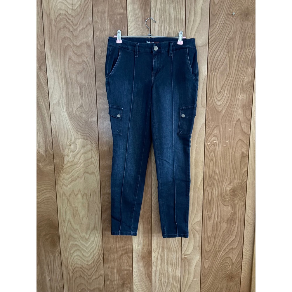 Style & Co Denim Cargo Jeggings Dark Wash Blue Skinny Pants Womens 4